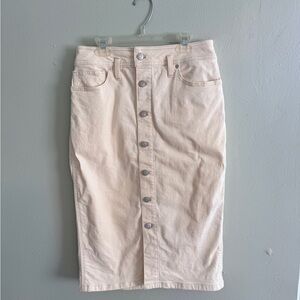 Madewell Light Beige Button-Front Pencil Skirt
